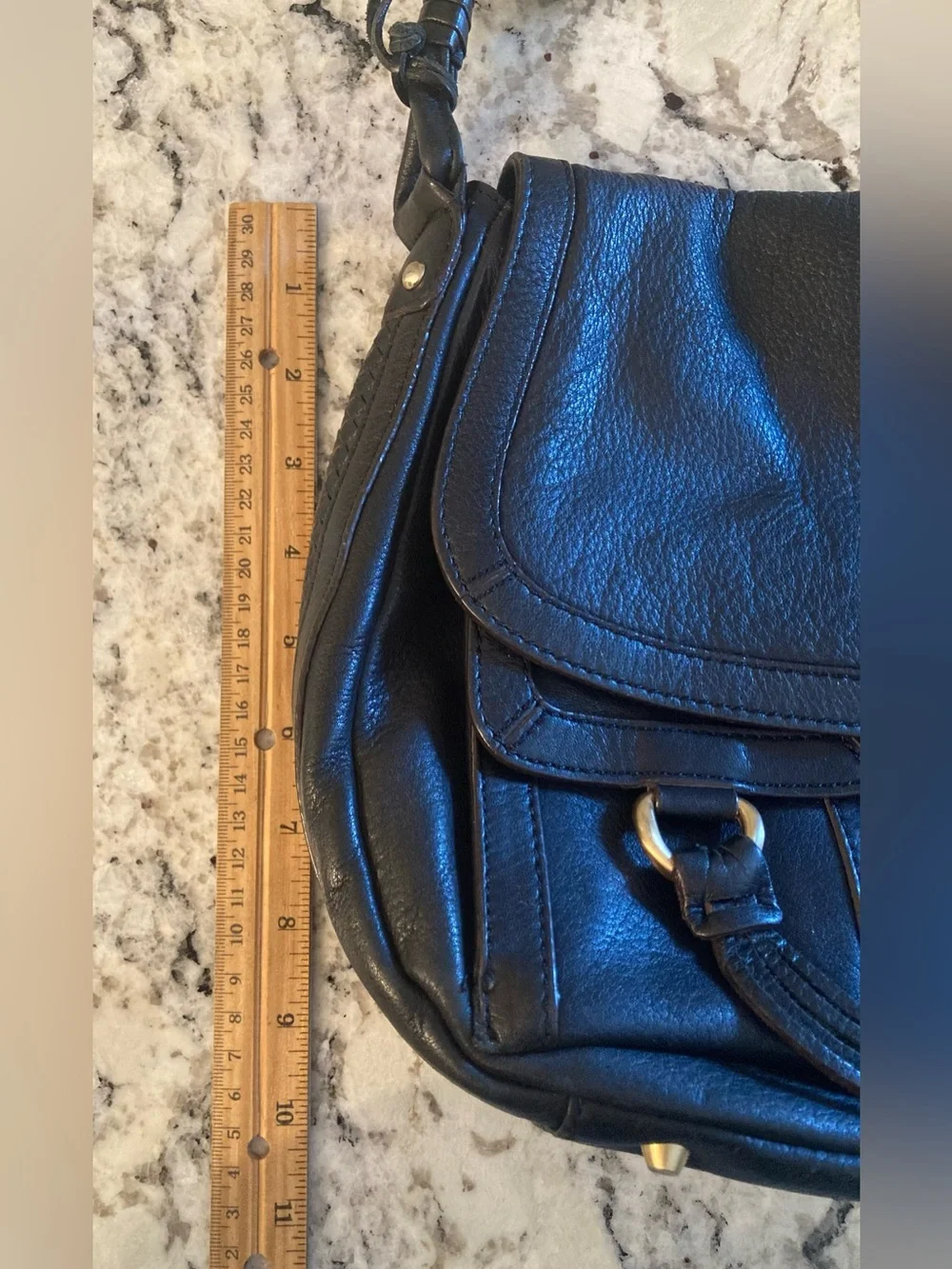 Antonio Melani Pebbled Leather Black Hobo Shoulder Bag